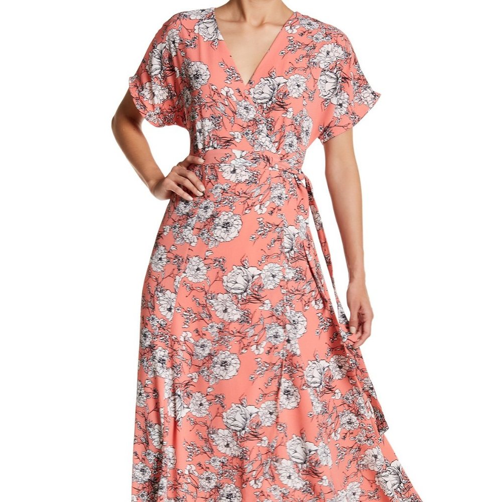 Floral Short Sleeve Print Maxi Dress